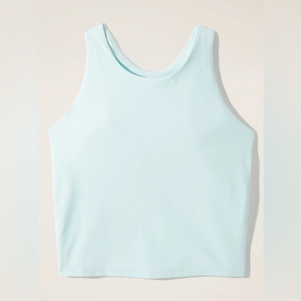 Athleta Long Distance Bra - Crop Top Mint Green L/12 Sporty Running Dance Gym